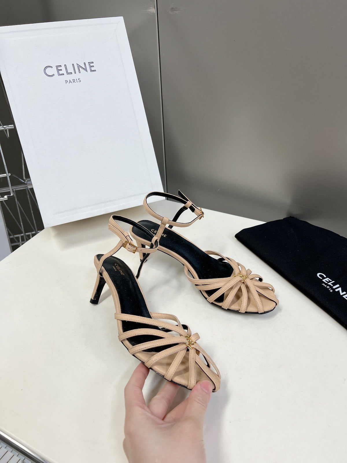 Celine 26 Triomphe Sandals 60mm Lambskin 716975
