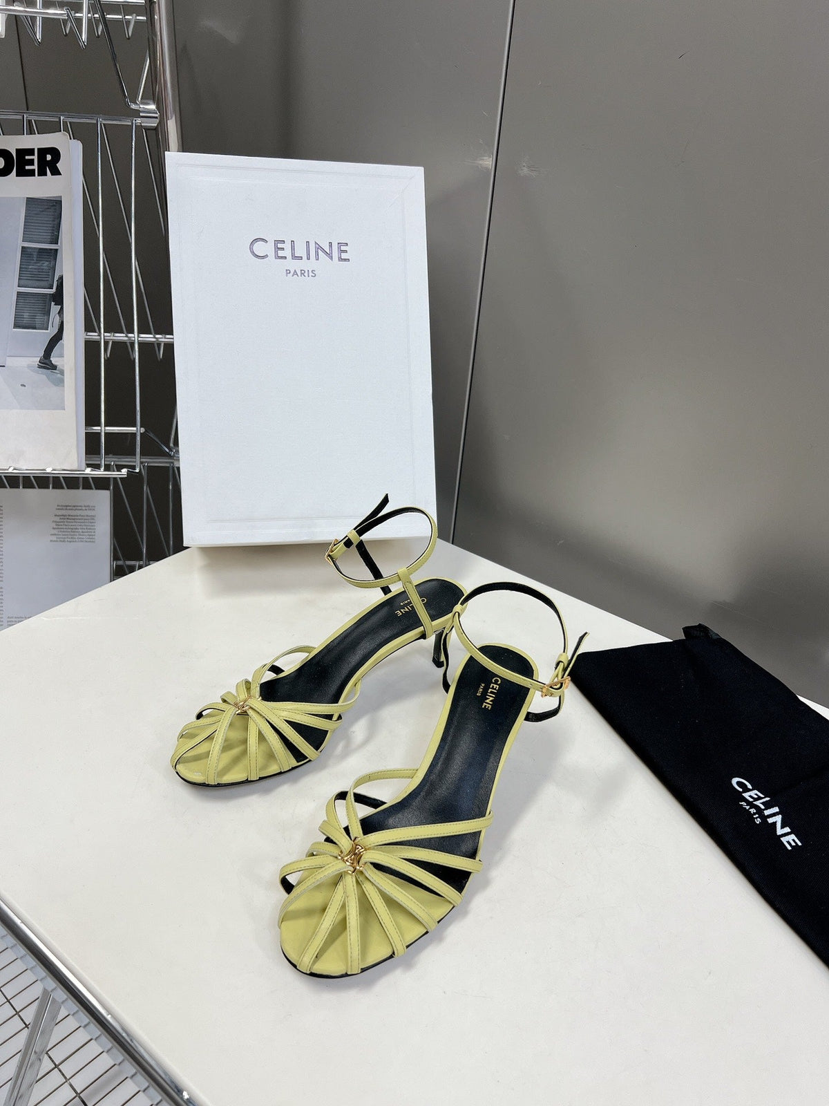Celine 26 Triomphe Sandals 60mm Lambskin 716975