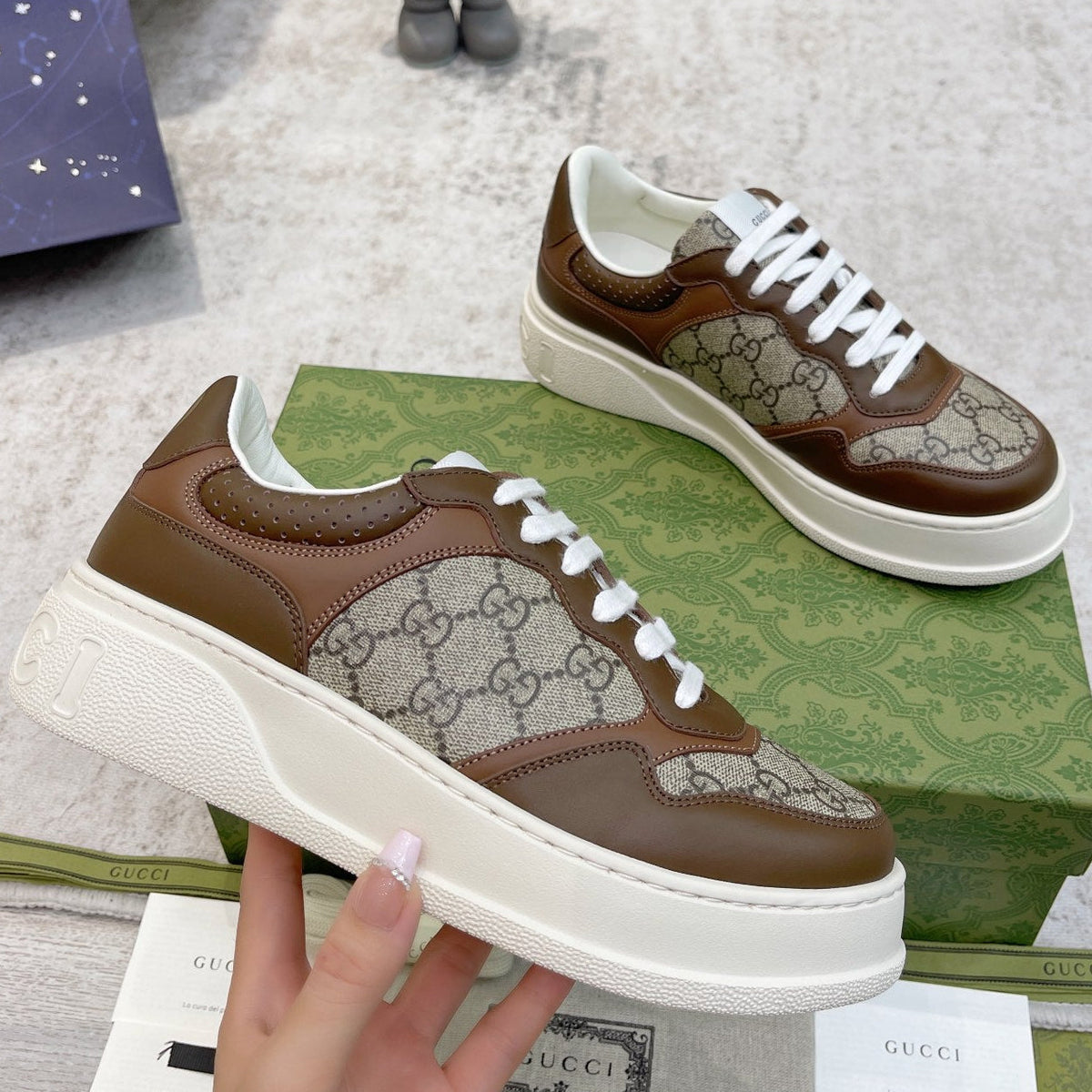 Gucci 2026 Trainer Sneakers Calfskin Canvas 988575