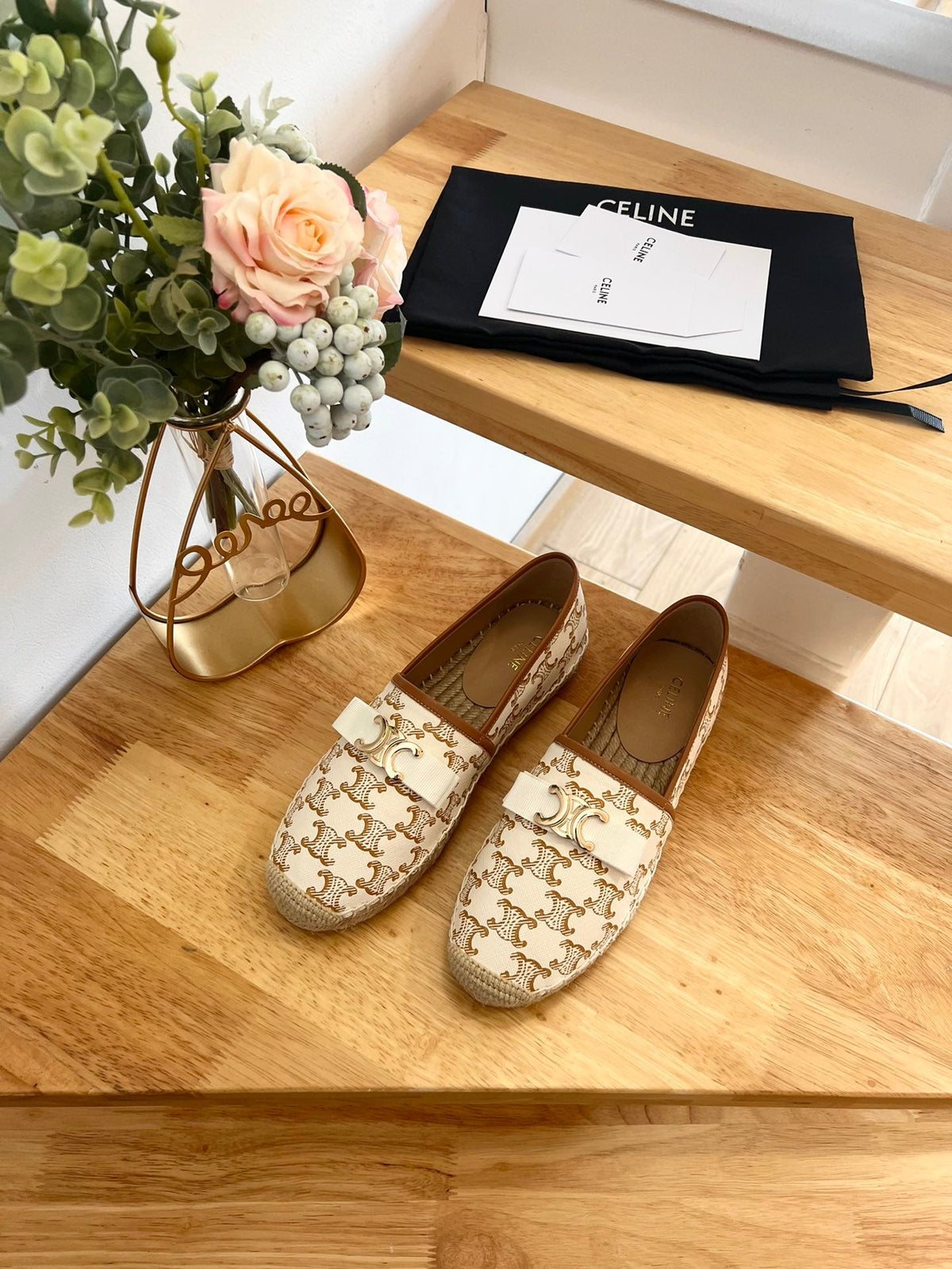 Celine 2026 Bow-Shaped Flat Loafers Canvas 807211