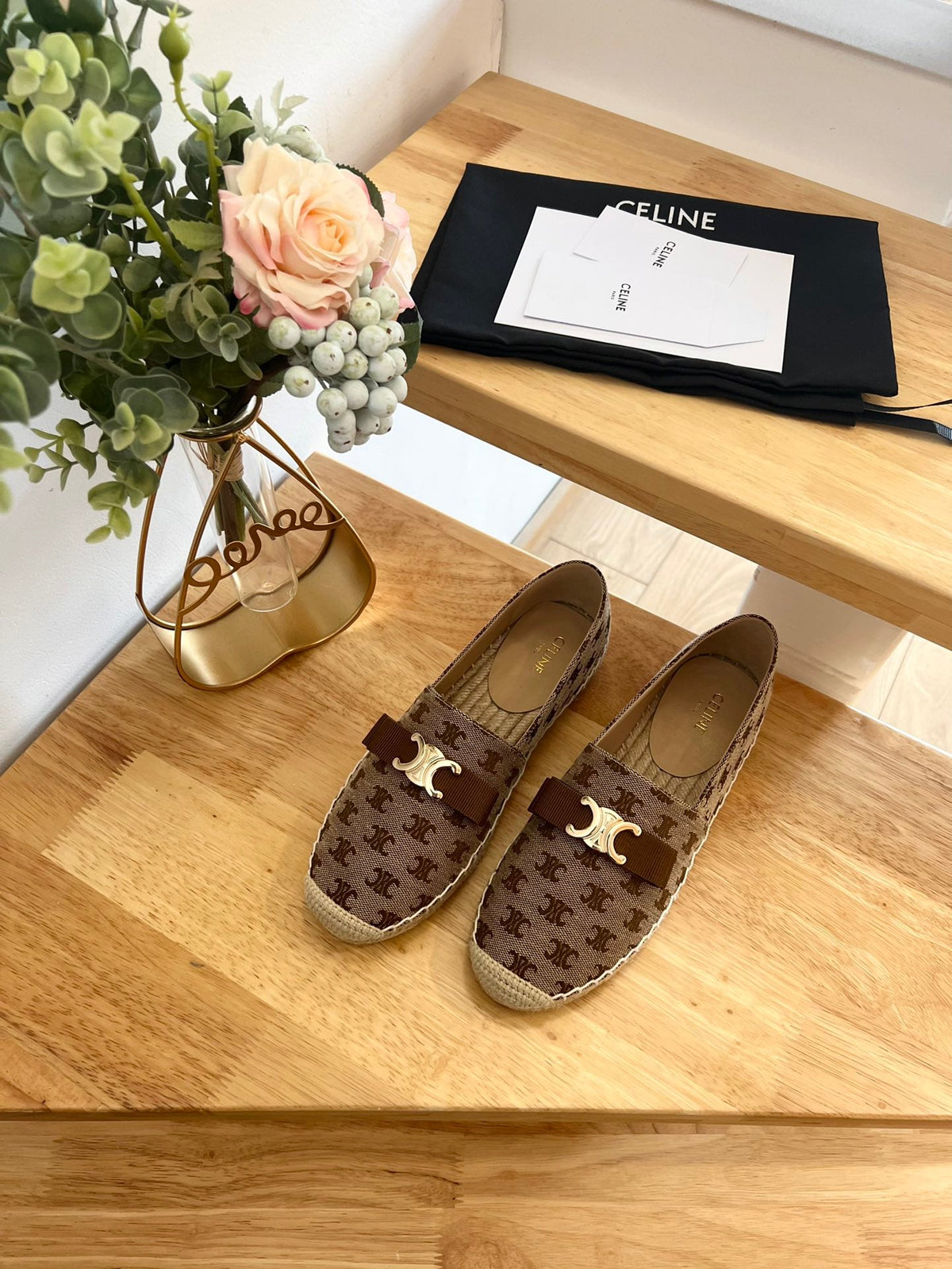 Celine 2026 Bow-Shaped Flat Loafers Canvas 807211
