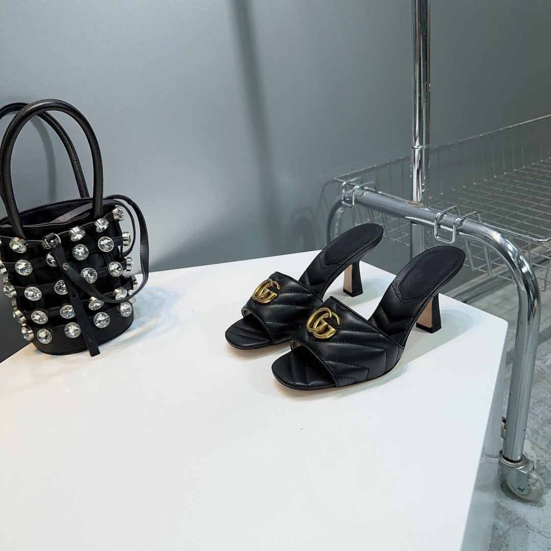 GG SANDALS HIGH-HEELED BLACK