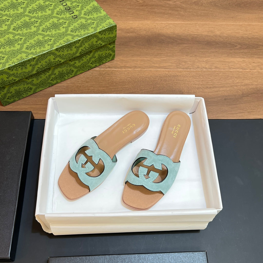 Gucci 2026 Women's Slide Sandal With Interlocking G Suede Leather 765469