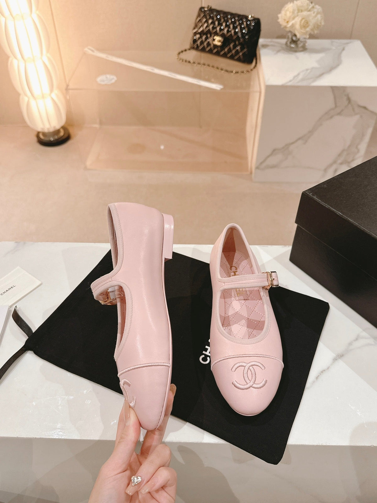 mary janes pink lambskin