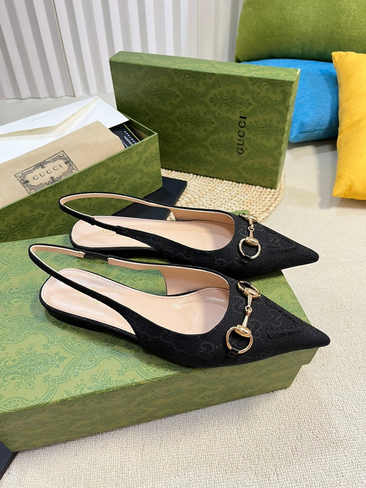 Gucci 2026 Slingback Pumps 10mm Monogram Horsebit Canvas Leather 767913