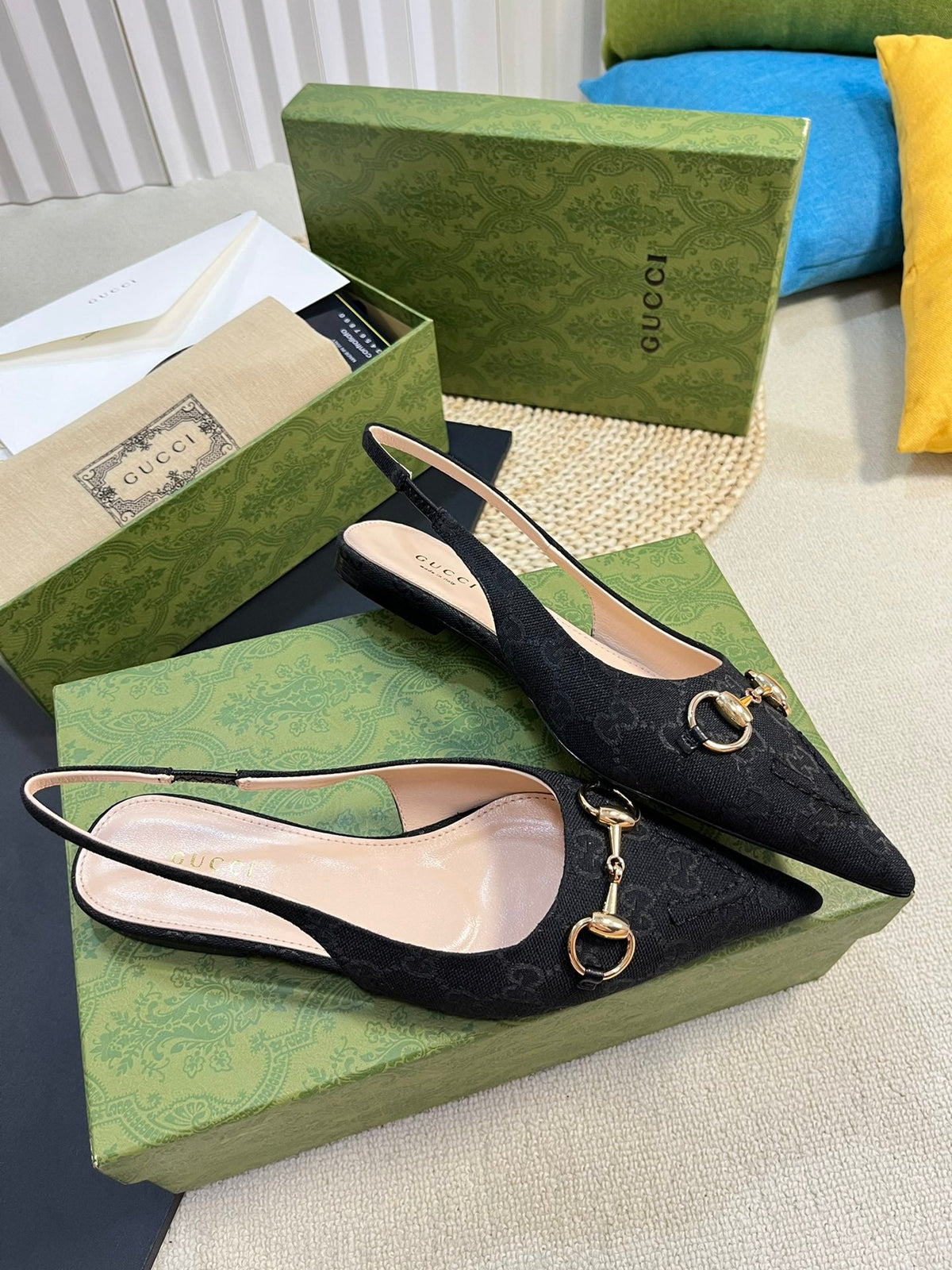 Gucci 2026 Slingback Pumps 10mm Monogram Horsebit Canvas Leather 767913