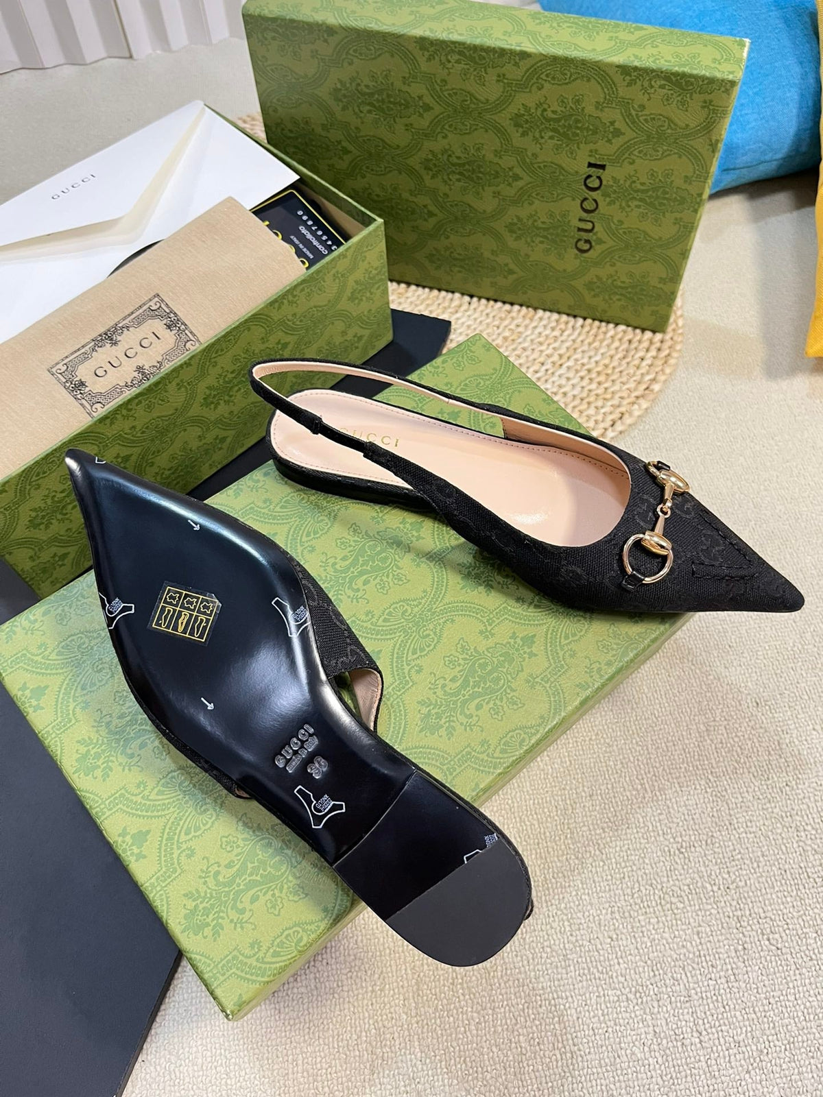 Gucci 2026 Slingback Pumps 10mm Monogram Horsebit Canvas Leather 767913