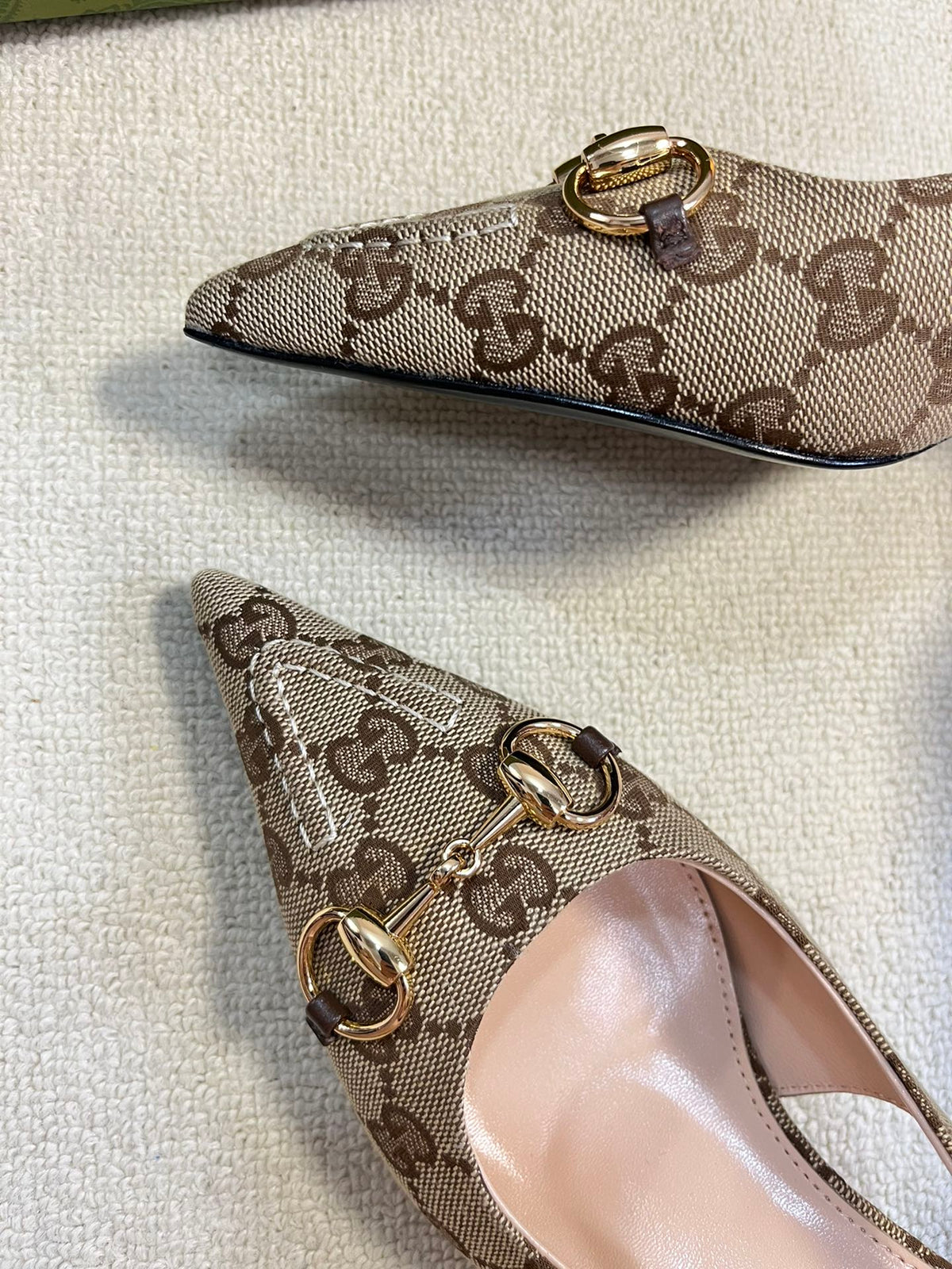 Gucci 2026 Slingback Pumps 50mm Monogram Horsebit Canvas Leather 767919