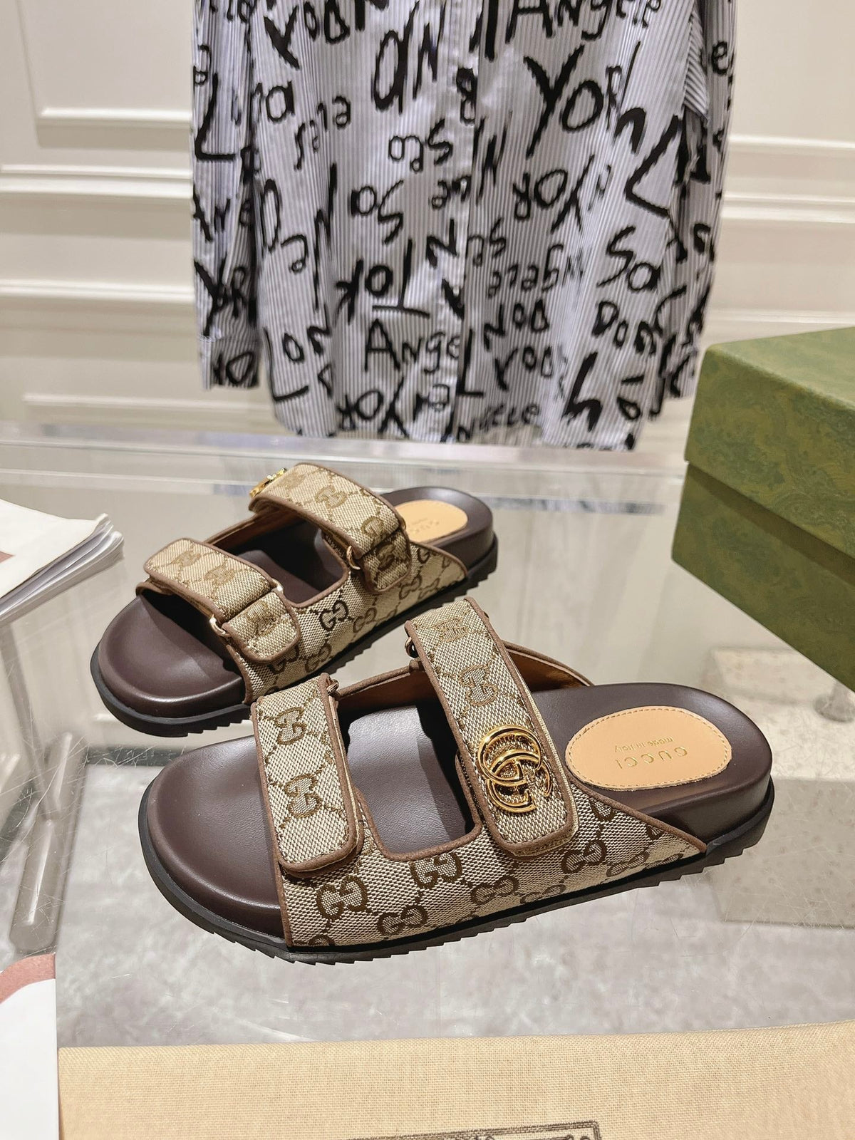 Gucci 2026 Moritz Raffia Effect Sandals Fabric 919236