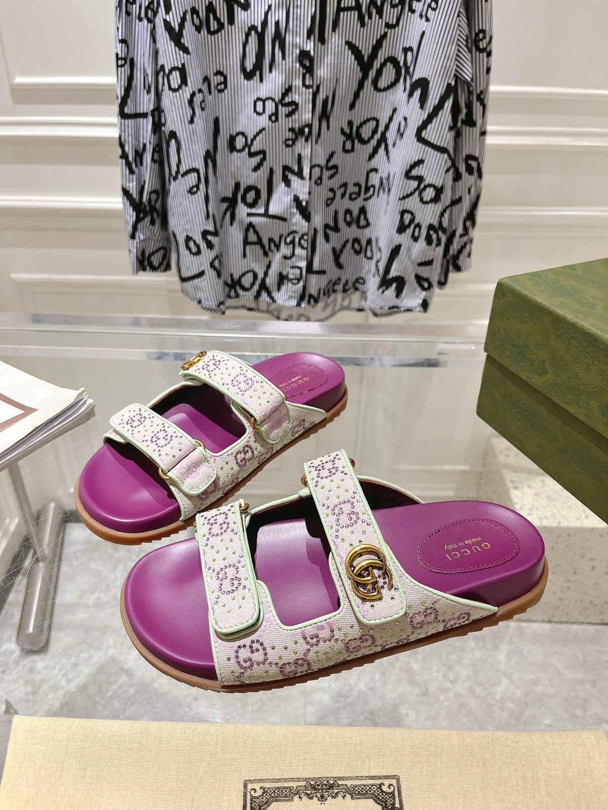 Gucci 2026 Moritz Raffia Effect Sandals Fabric 919236