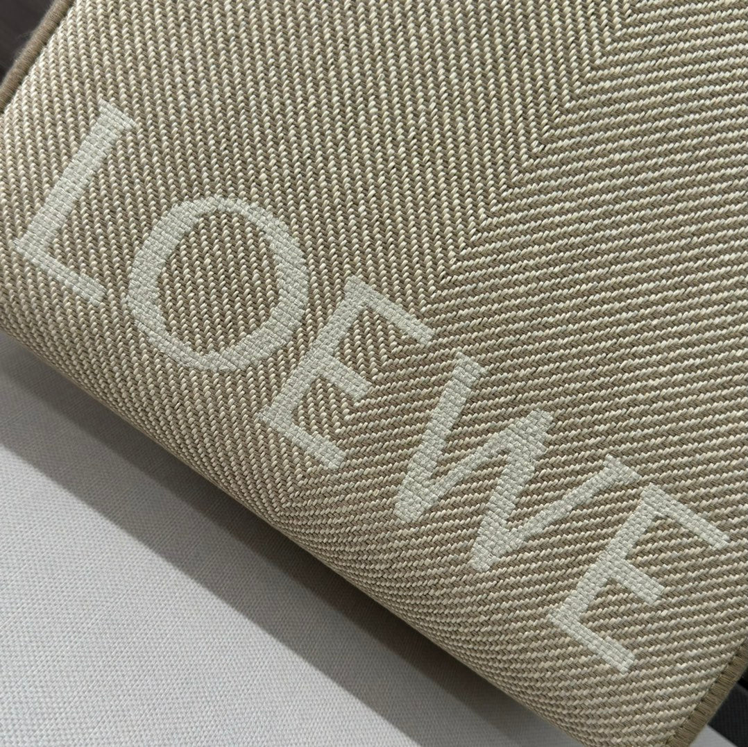 Loewe Font Tote Handbag Beige Jacquard Canvas