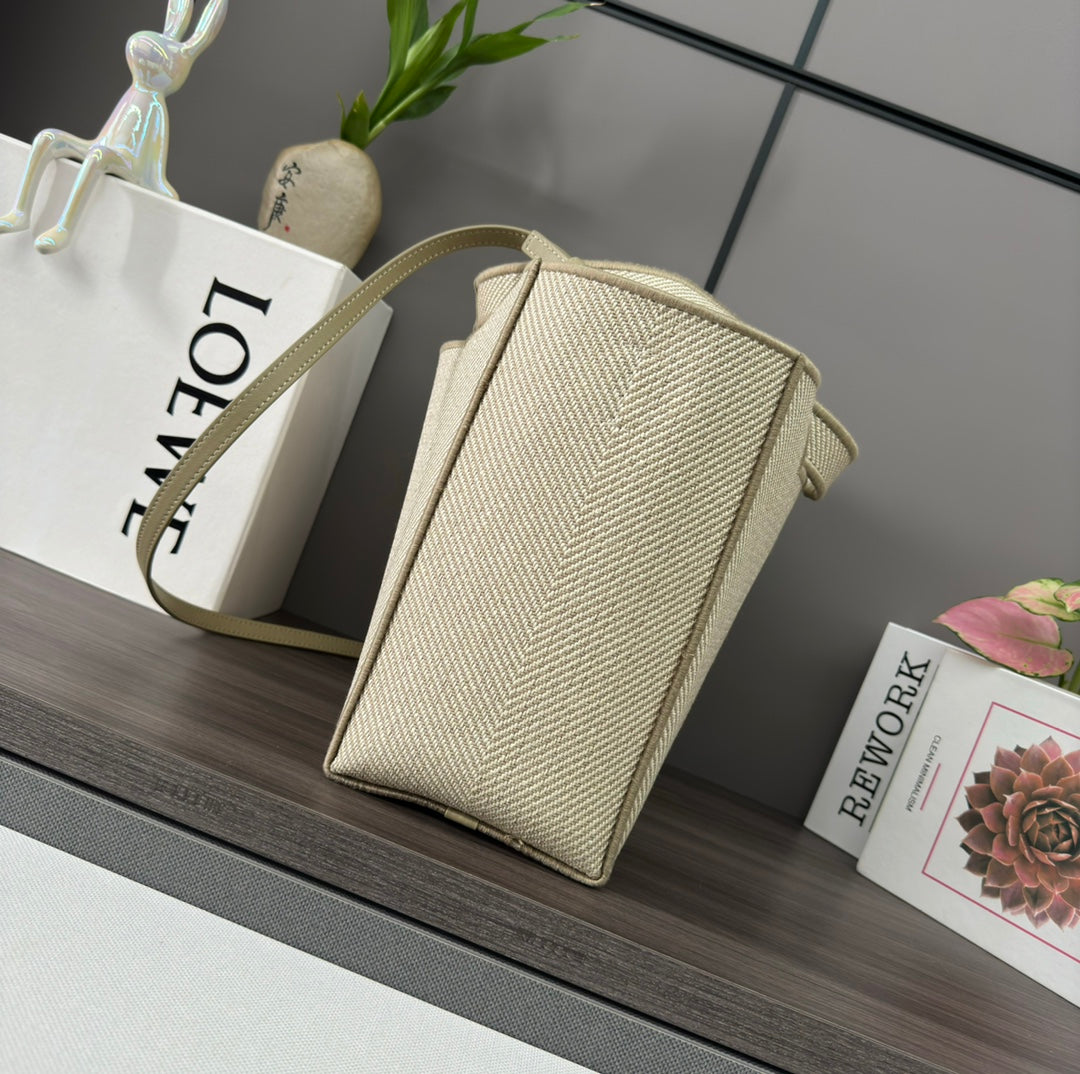 Loewe Font Tote Handbag Beige Jacquard Canvas