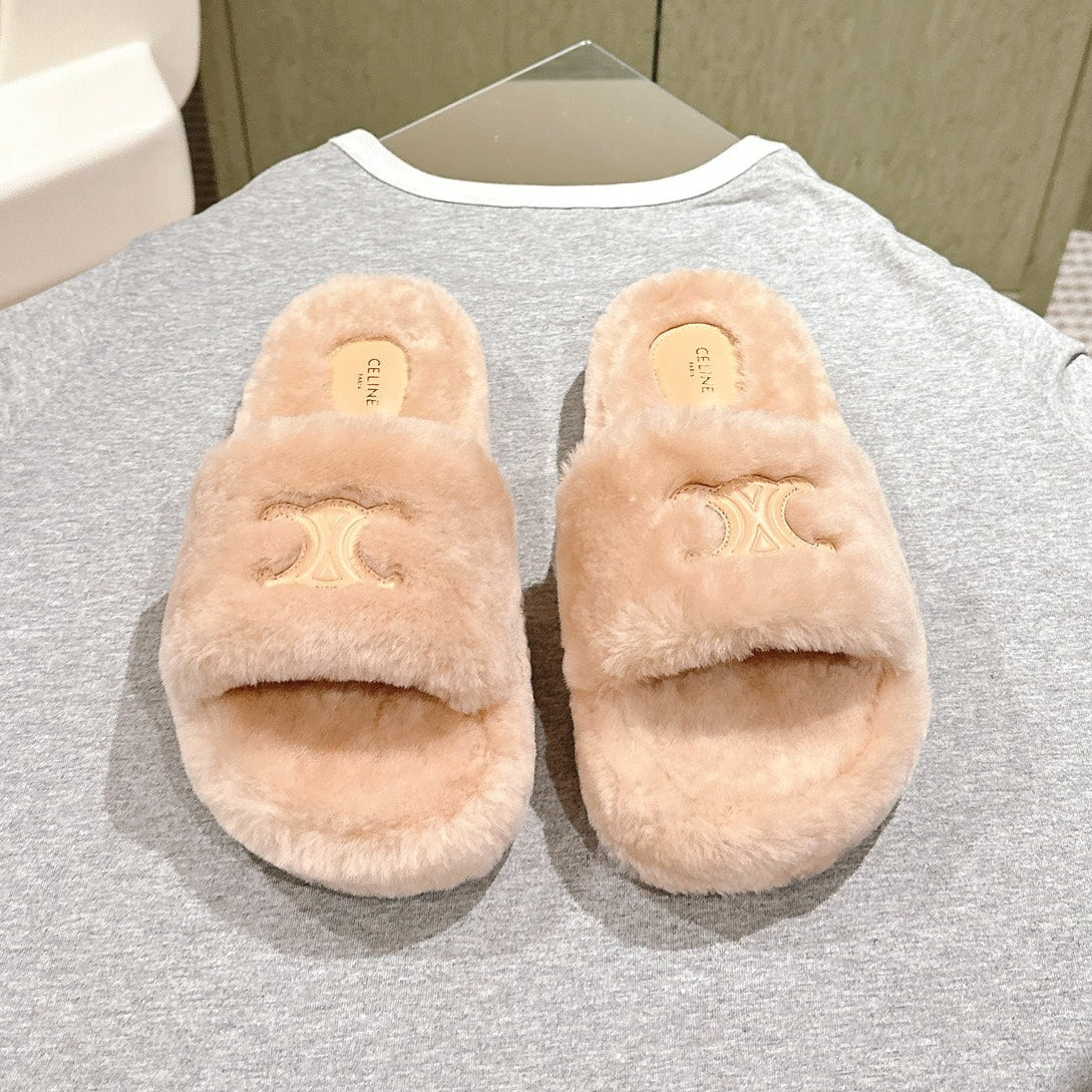 Celine 2026 Thick-Soled Sandals Furry 654868