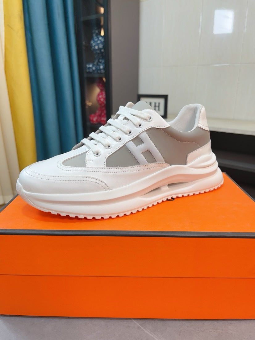 HM Men's 25 Sneaker White Black Cowhide 465307