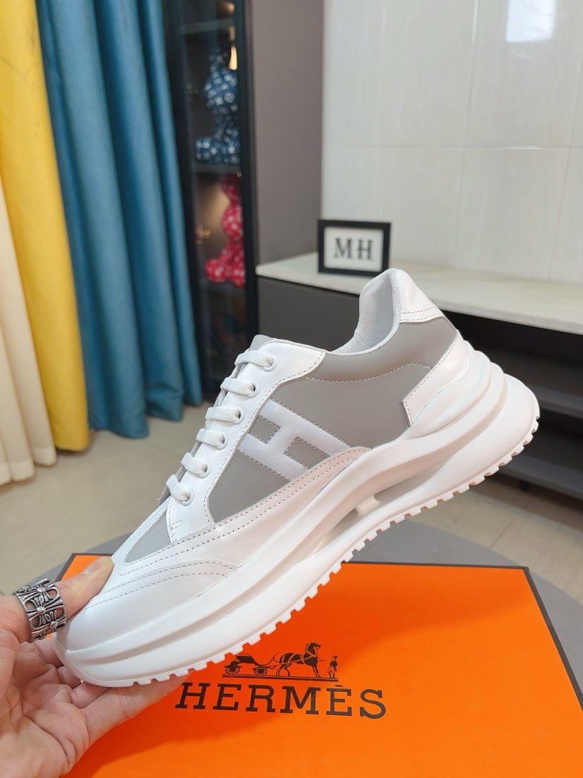 HM Men's 25 Sneaker White Black Cowhide 465307