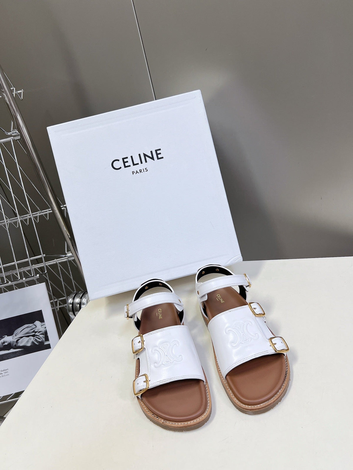 Celine 2026 Clea Triomphe Sandals Cowhide 795153