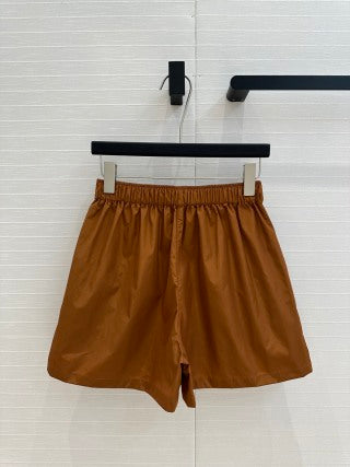 Prada 25 Hooded Jacket and Short Set Brown Polyester