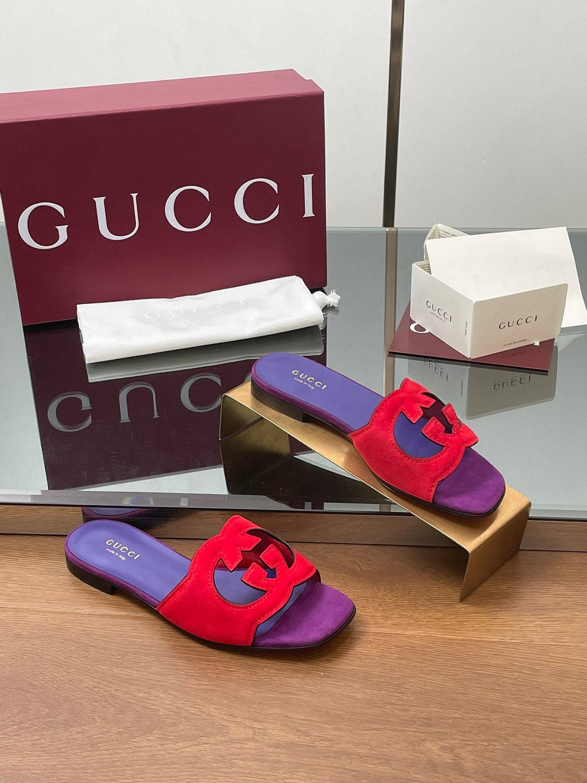 Gucci 2026 Double G Slipper 10mm Suede Leather 765483