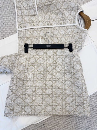 CD 25 Diamond Suit Beige White Cotton Polyester