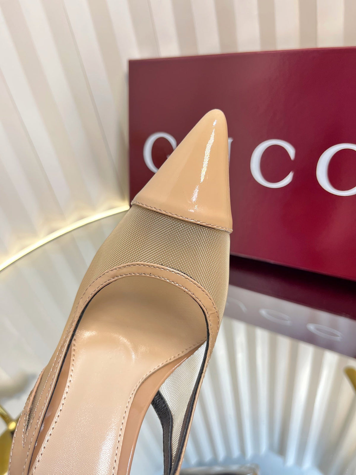 Gucci 2026 Signoria Slingback Pumps 100mm Chain Detail Mesh Leather 767973