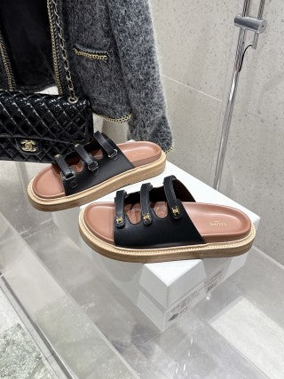 Celine 26  Tippi Slides Tan Calfskin Leather 763159