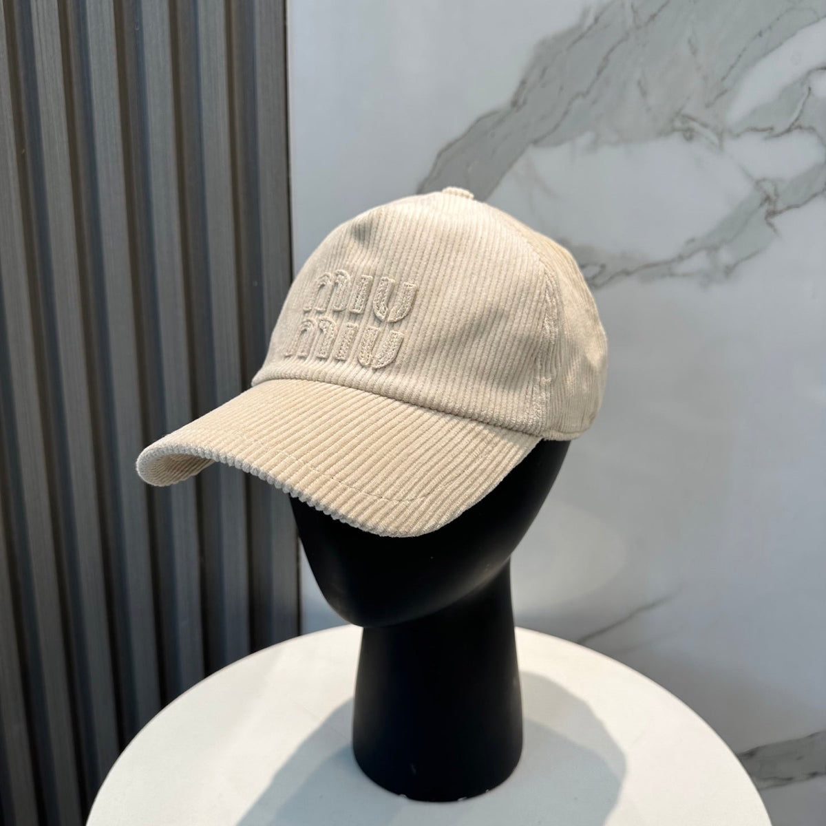 Miumiu Logo Corduroy Hat 211737