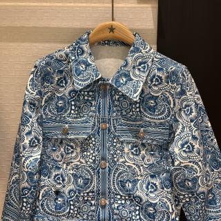 CD Butterfly Print Denim Set Blue White Cotton