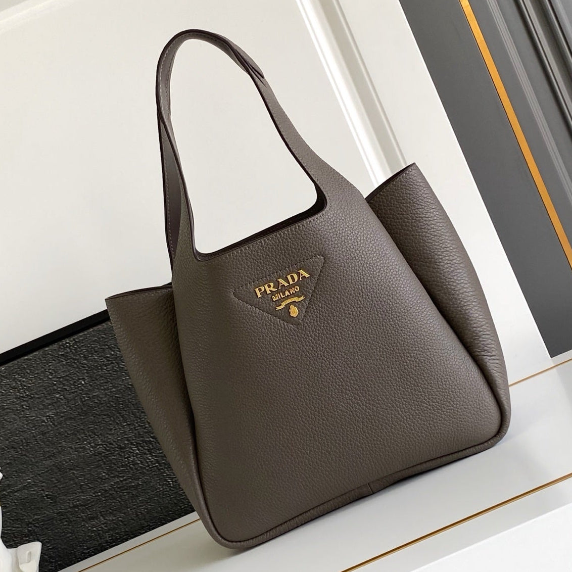 Prada 2026 Small Tote Bag Gold Hardware Leather