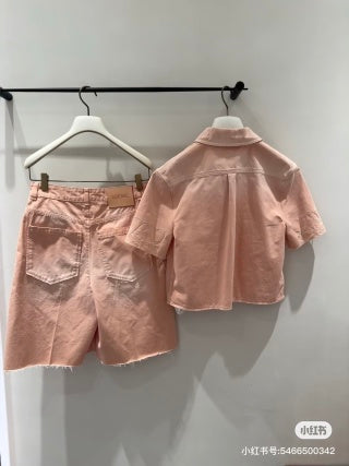 Loewe Denim Set Cotton Rough Peach