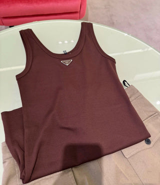 Prada 25 Logo Sleeveless Vest Cotton