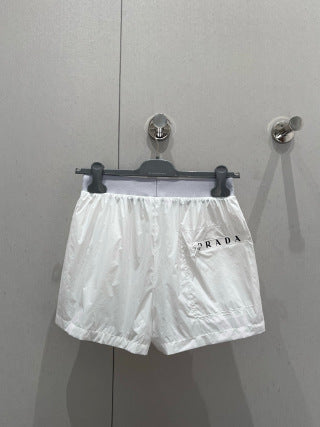 Prada 25 Hooded Triangle Logo Jacket Shorts Suit White Polyester 217937