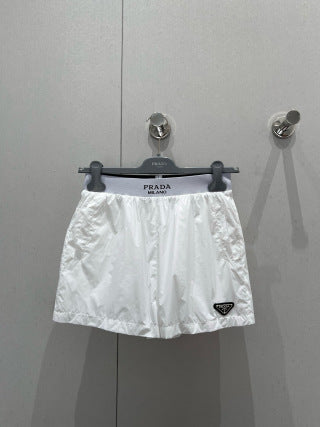 Prada 25 Hooded Triangle Logo Jacket Shorts Suit White Polyester 217937