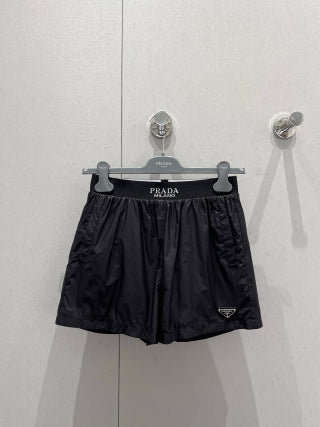 Prada 25 Hooded Triangle Logo Jacket Shorts Suit Black Polyester 217937