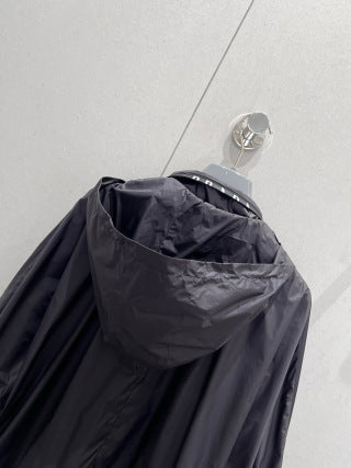 Prada 25 Hooded Triangle Logo Jacket Shorts Suit Black Polyester 217937