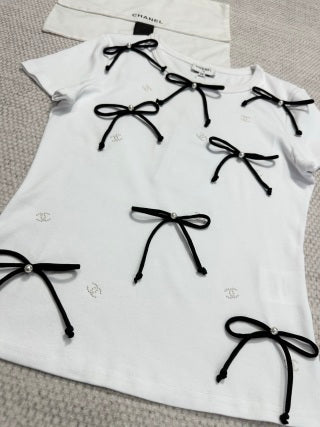 CC 25 Bow Knitted T-shirt Cotton