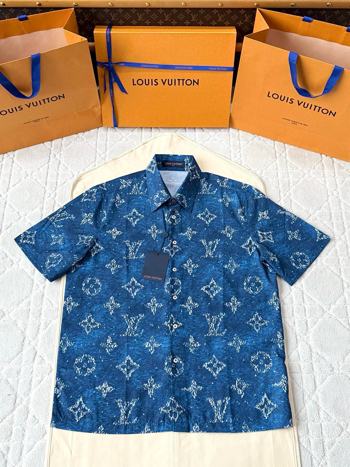 LV 25 Starry Sky Print Set Blue Polyamide