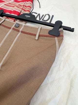 Fendi 25 Hip Skirt Khaki Cotton