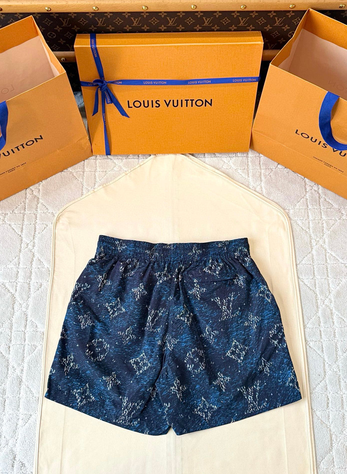 LV 25 Starry Sky Print Set Blue Polyamide
