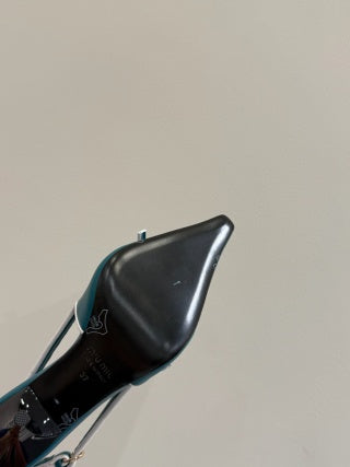 Miu slingback pump teal blue leather