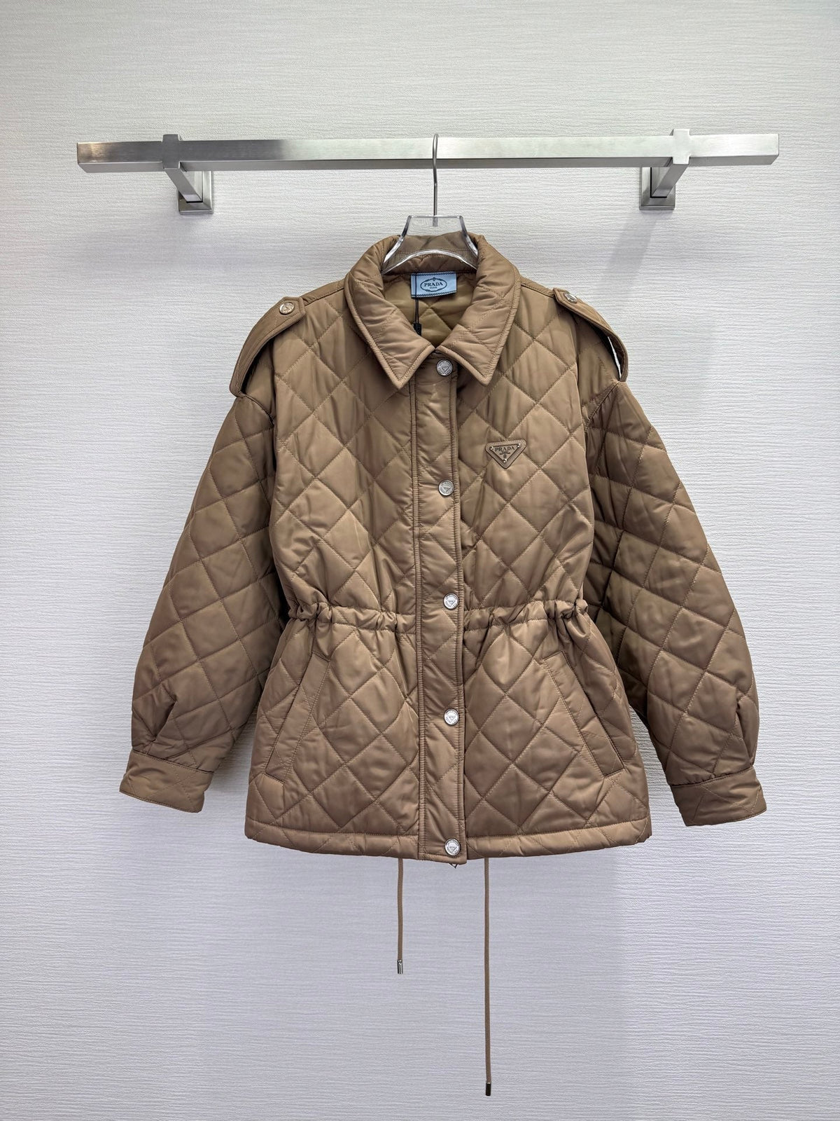 Prada 2025 Lightweight Quilted Blouson Jacket Black and Tan Re-Nylon
