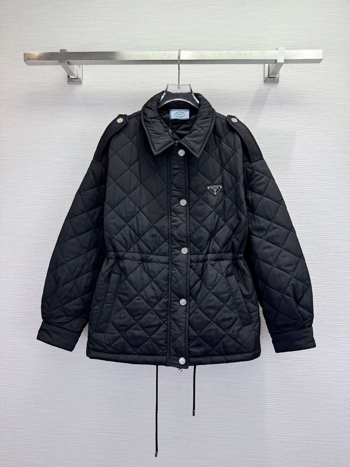 Prada 2025 Lightweight Quilted Blouson Jacket Black and Tan Re-Nylon