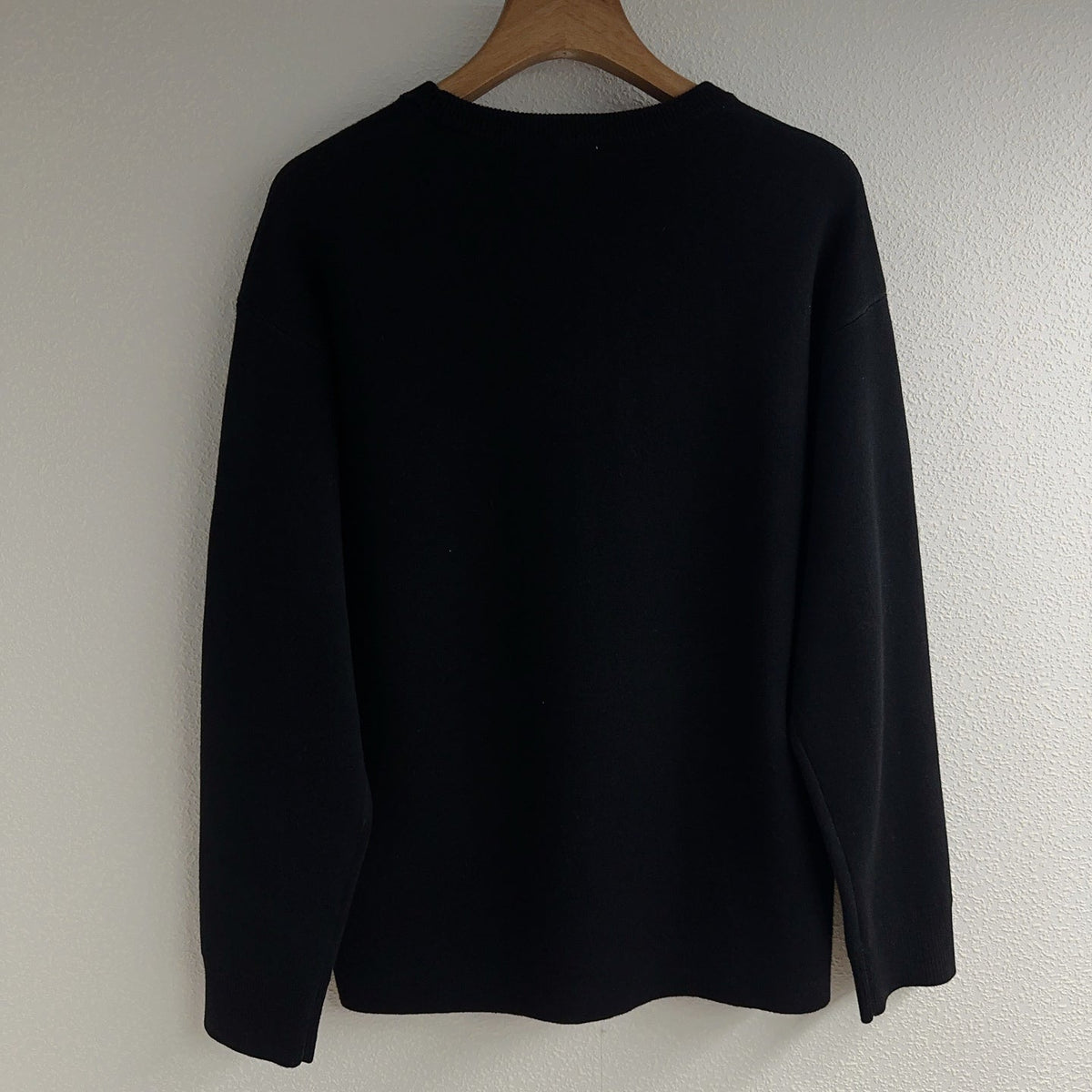 Loewe 2025 Round Neck Embroidered Large Logo Sweater Black White Wool