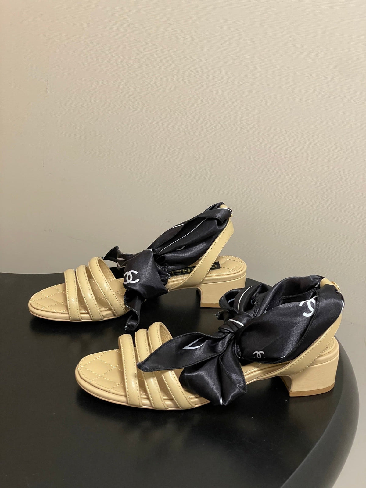 CC 26 Quilted Sandal 30mm With Scarf Sheepskin