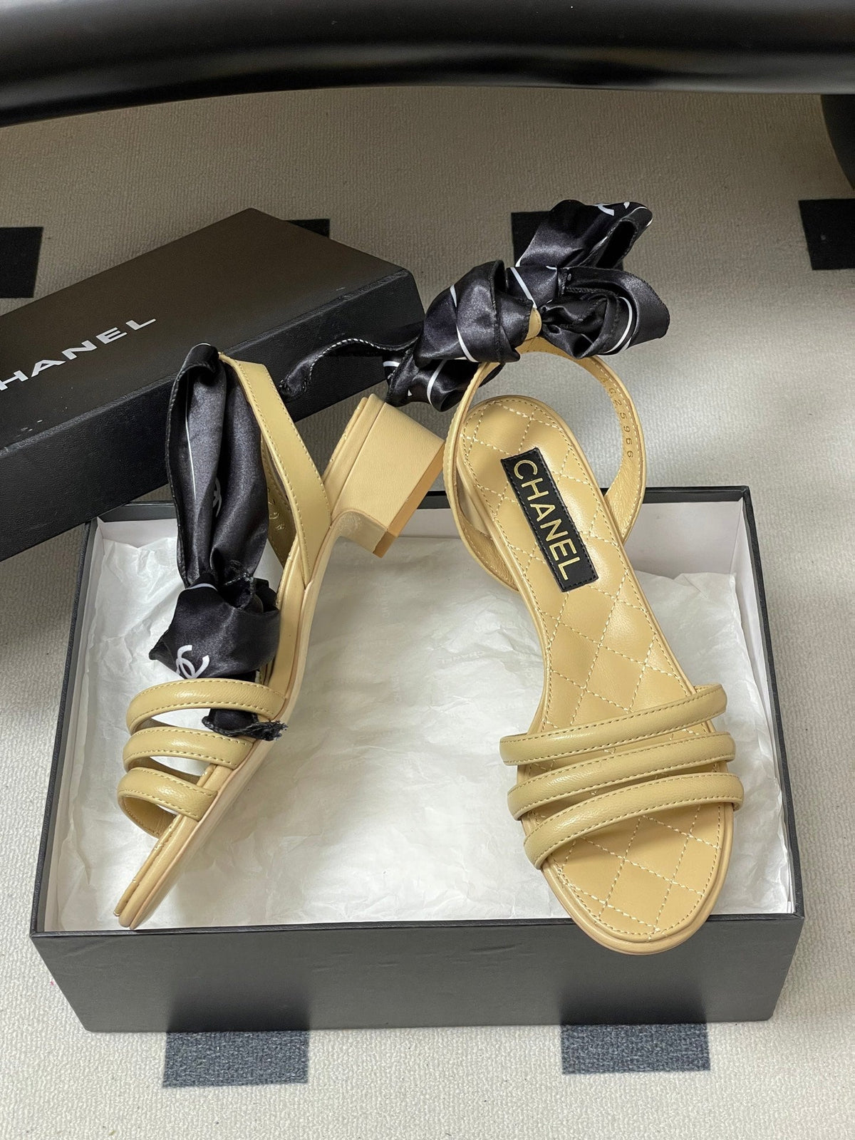 CC 26 Quilted Sandal 30mm With Scarf Sheepskin