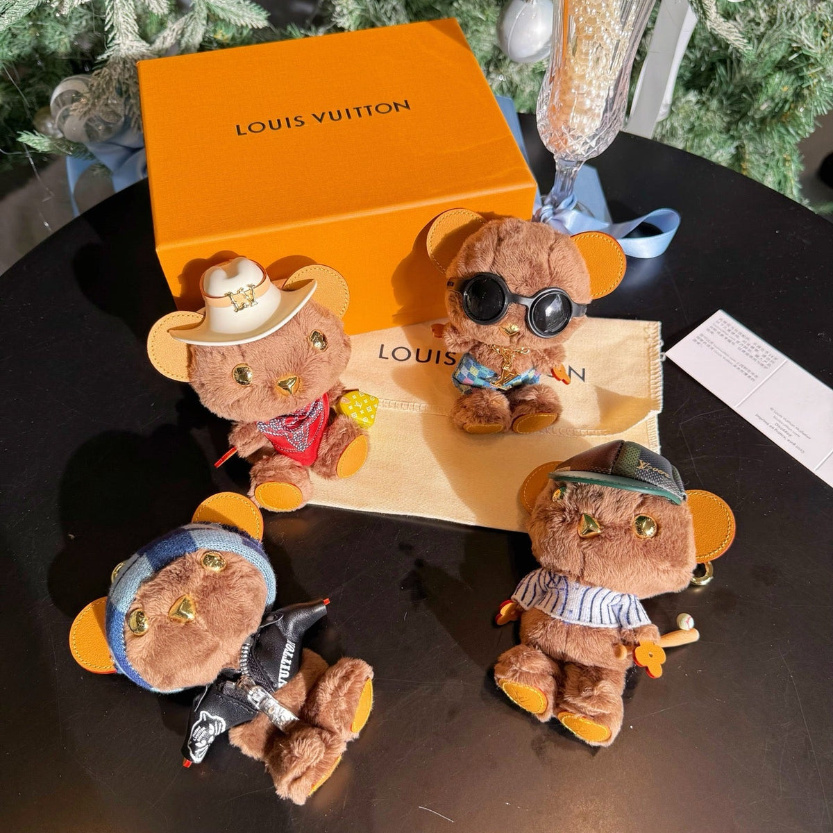 LV Louis Bear Bag Synthetic Fur Charm