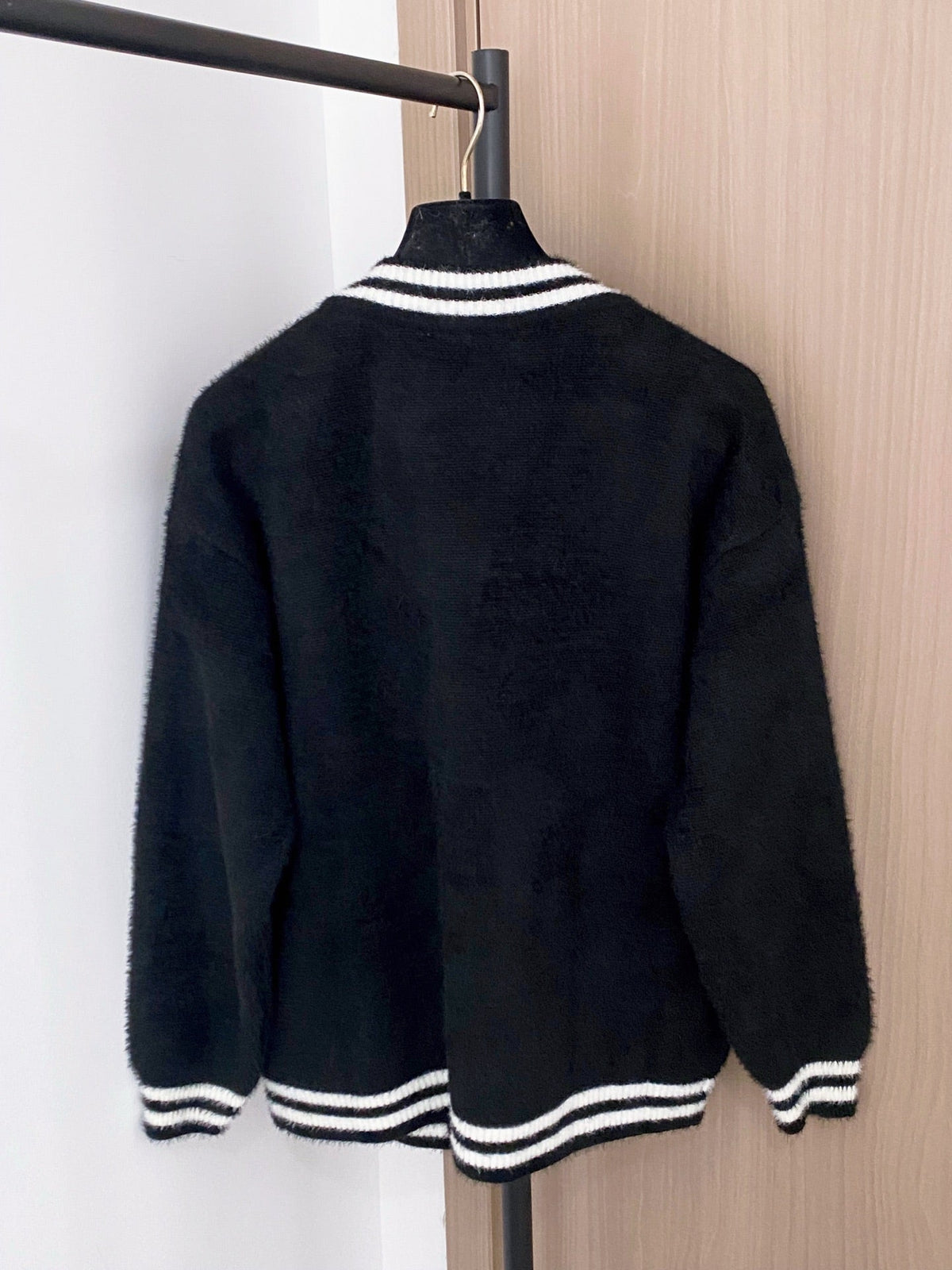 Miumiu 2025 Two-Tone Cardigan Black and White Wool