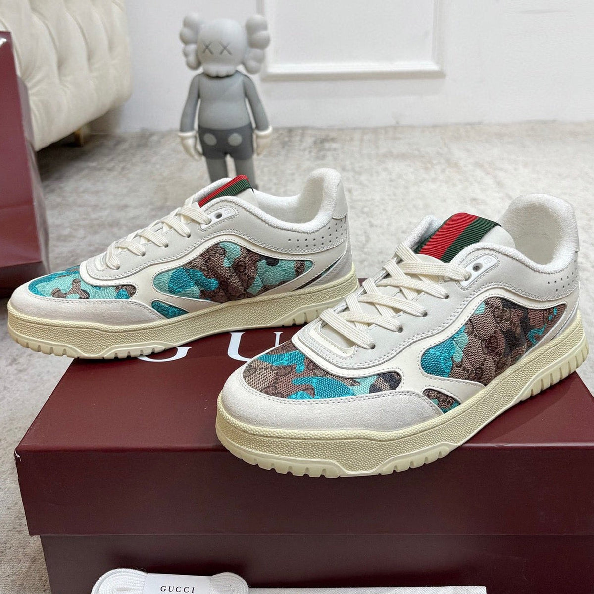 Gucci 2026 Re-Web Sneakers Canvas Calfskin 988633