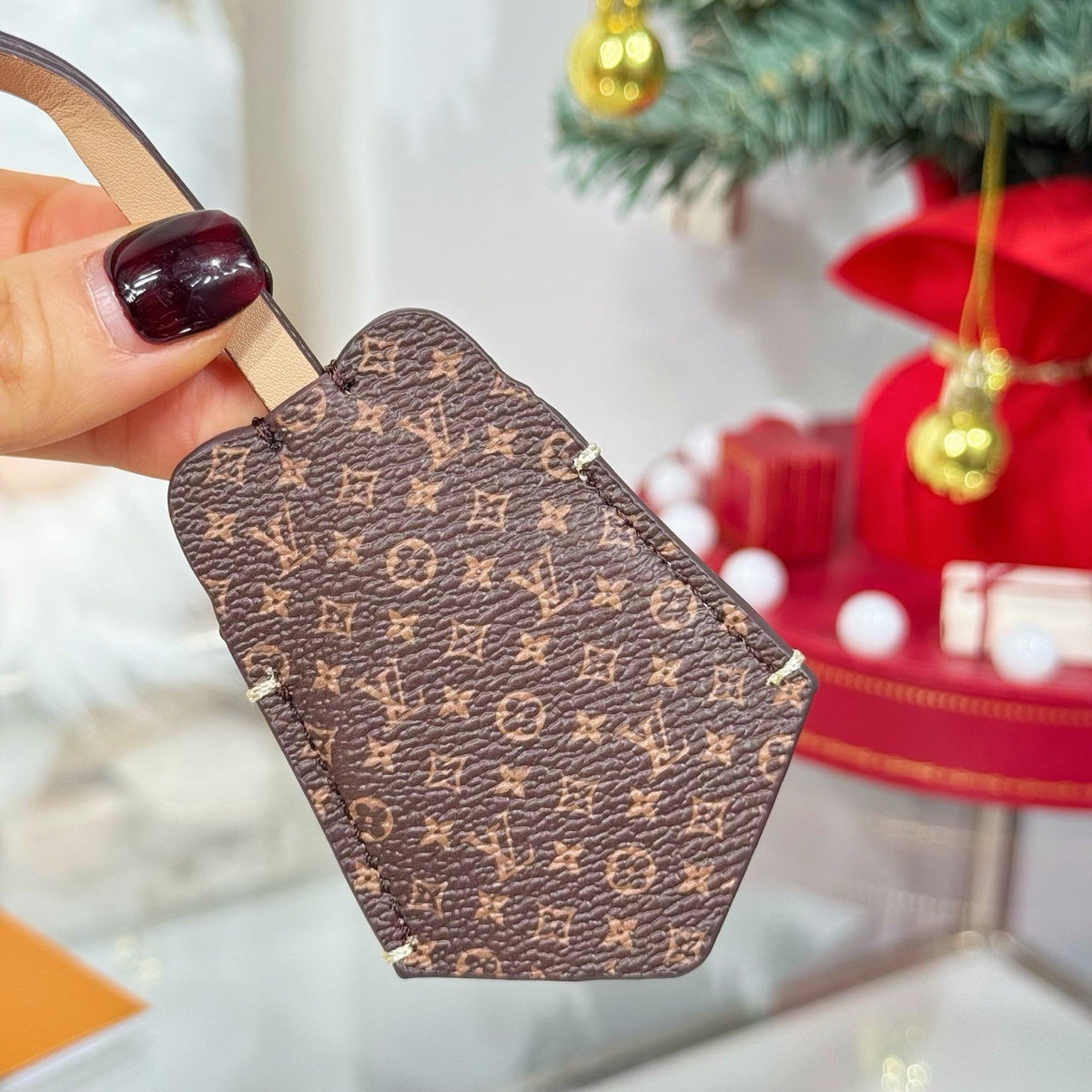 LV Cat Charm Beige Leather
