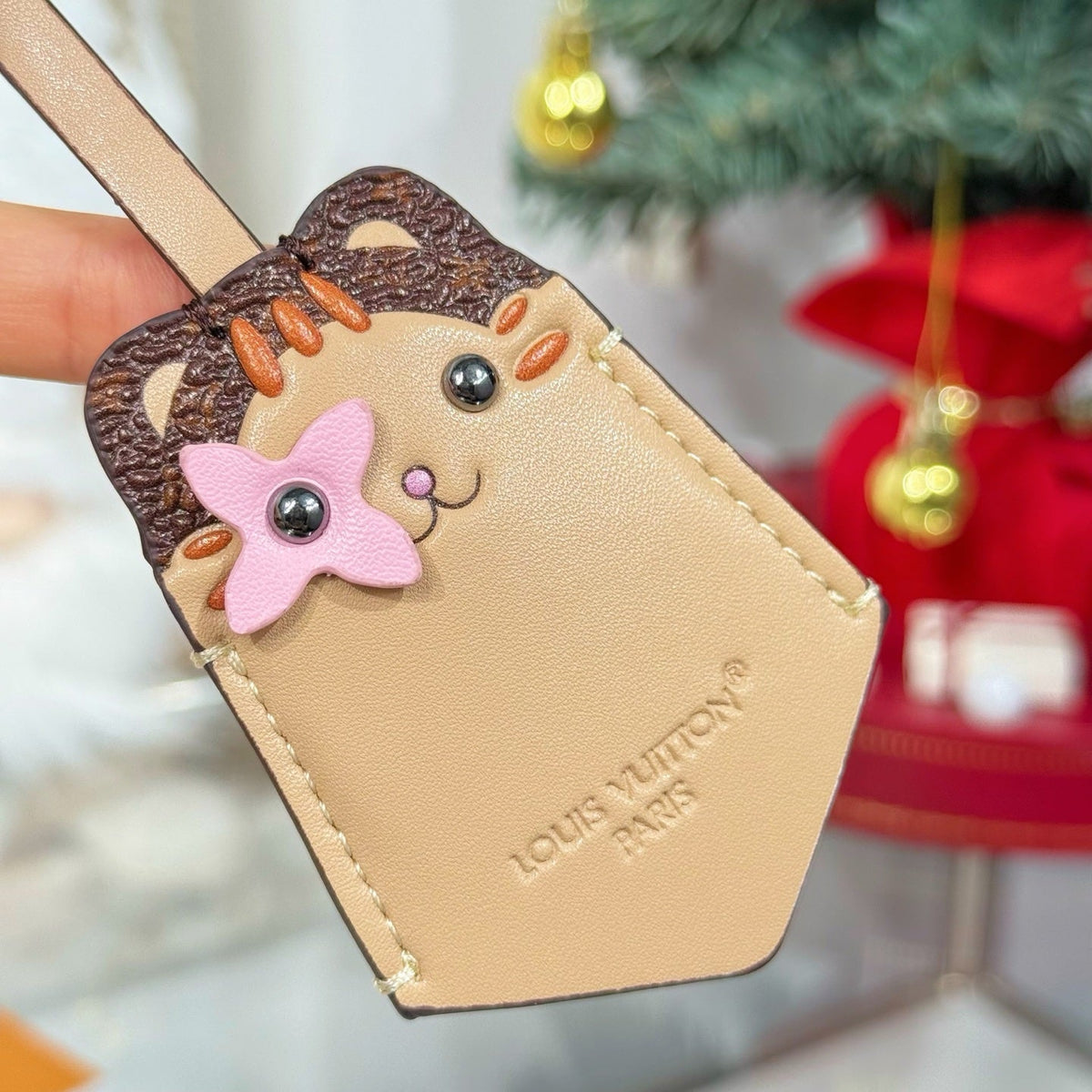 LV Cat Charm Beige Leather