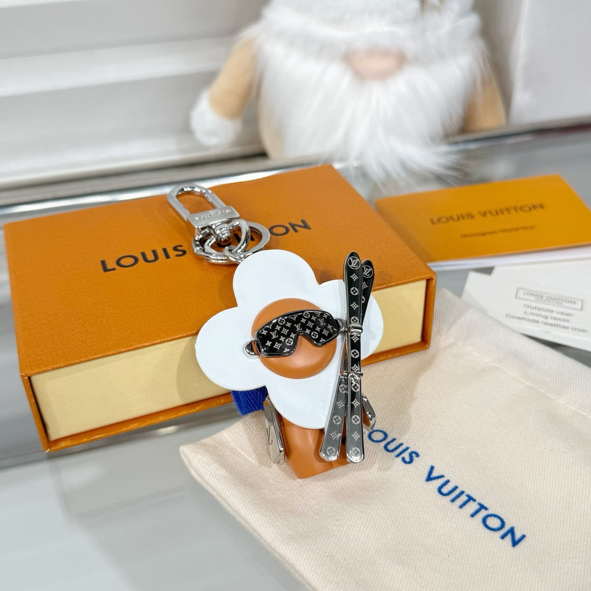 LV Vivienne On The Slopes Charm Camel White Leather
